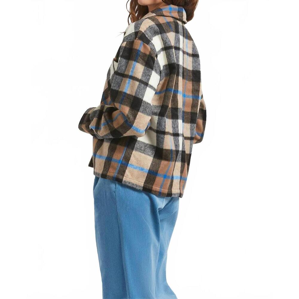 NEW BRIXTON bowery brushed flannel in washed black/sand - Picture 4 of 4